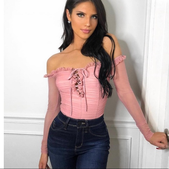 Mauve Maura Mesh Bodysuit NWOT - Picture 3 of 6